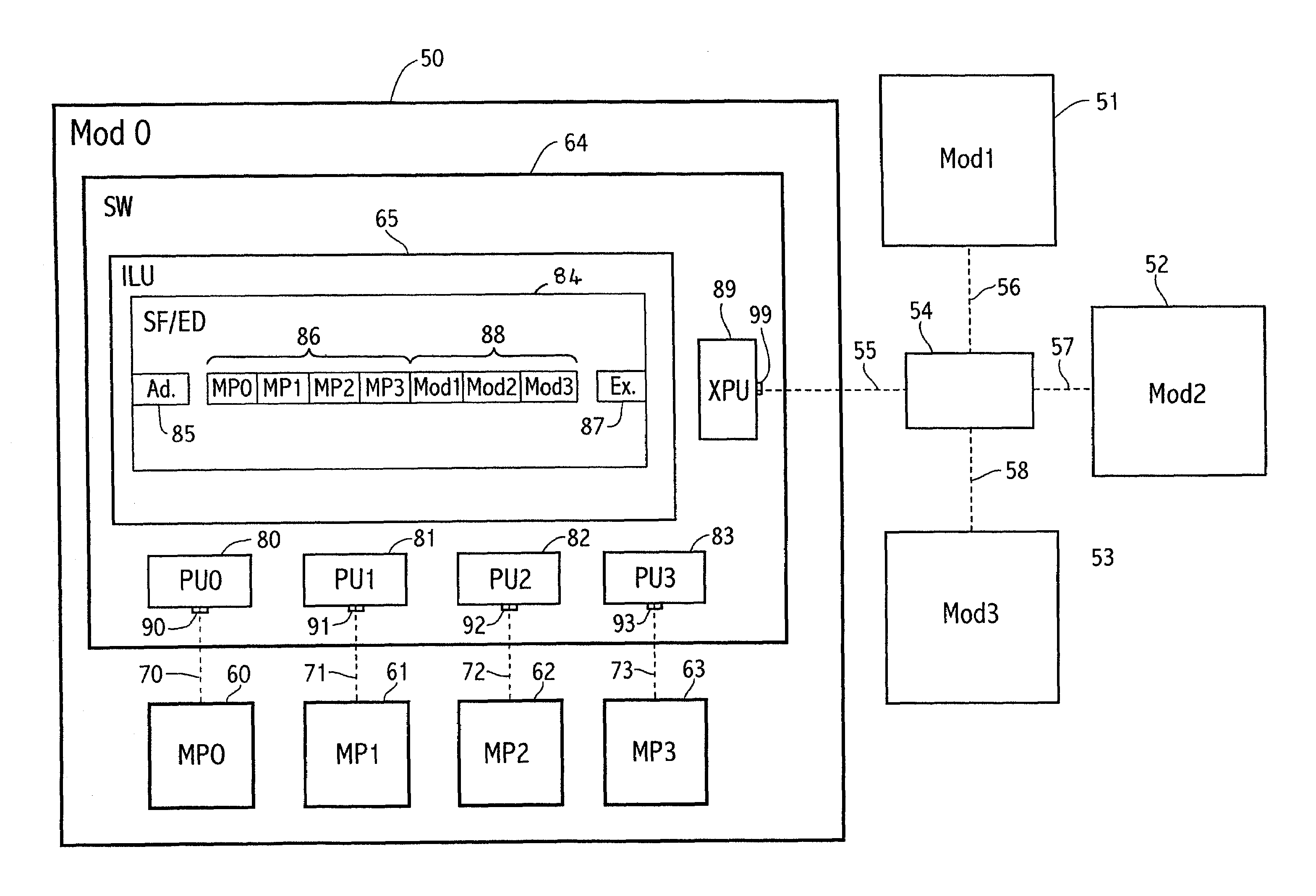 Coherence controller for a multiprocessor system, module, and multiprocessor system with a multimodule architecture incorporating such a controller