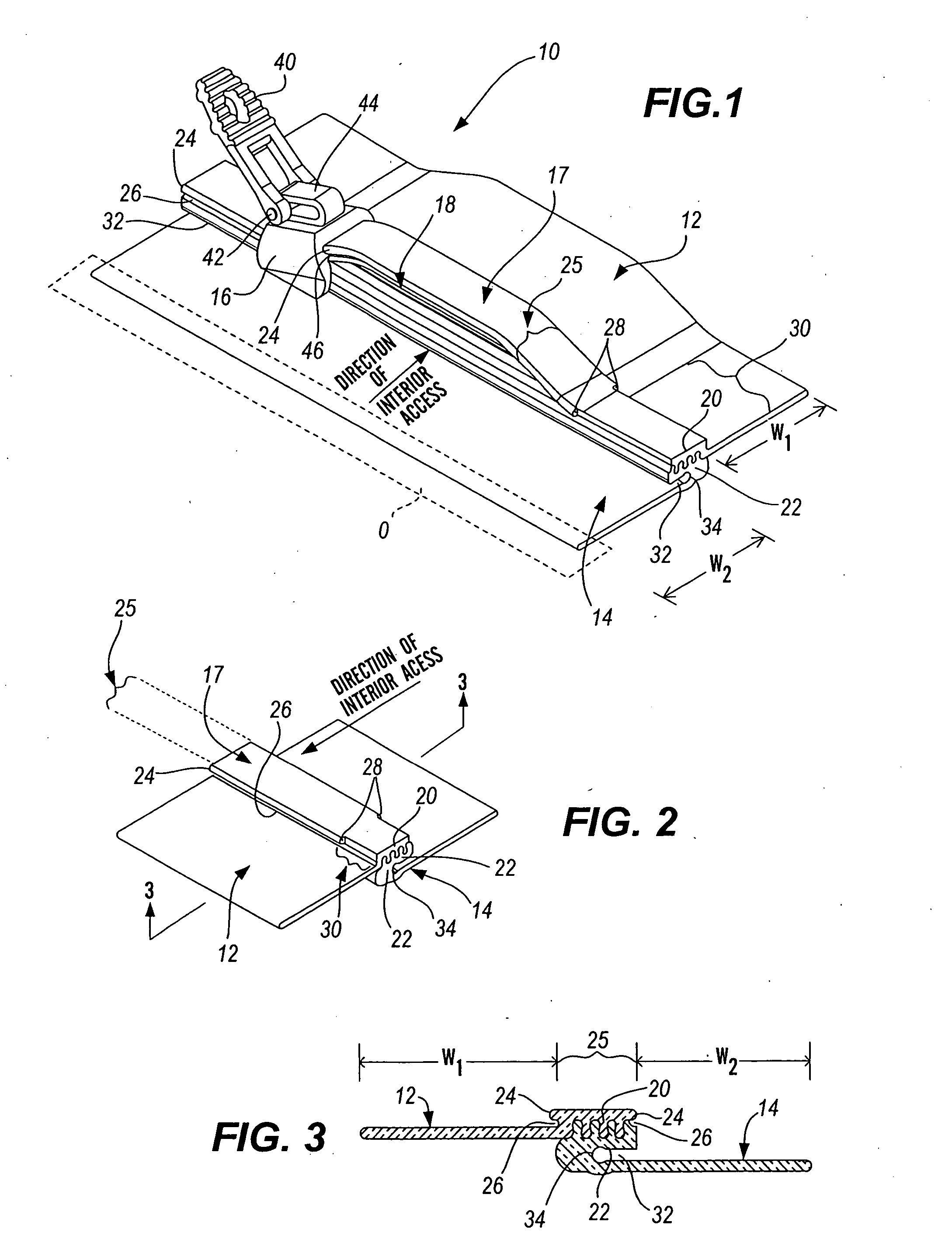 Device for creating a seal between fabrics or other materials