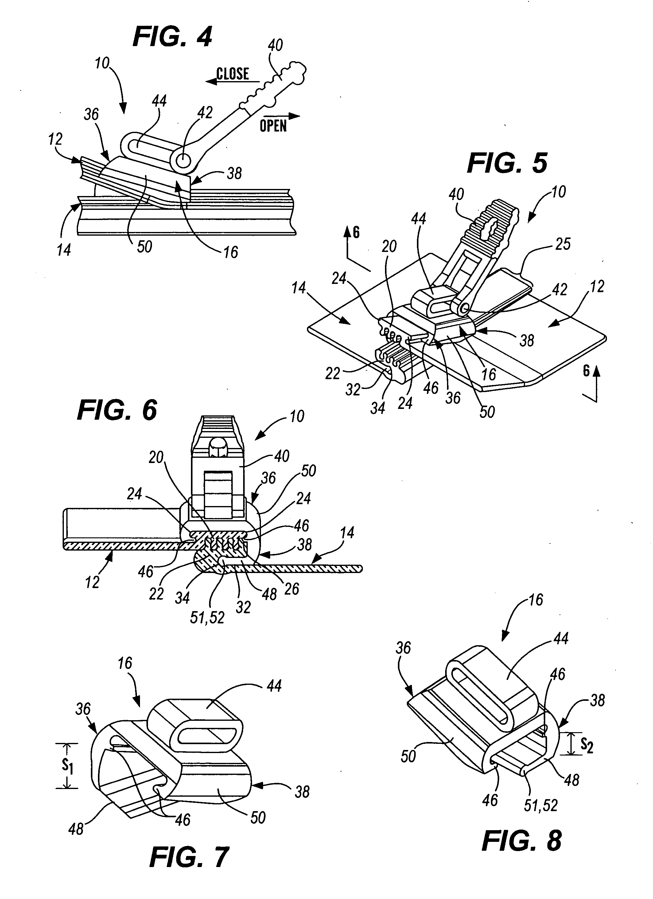 Device for creating a seal between fabrics or other materials