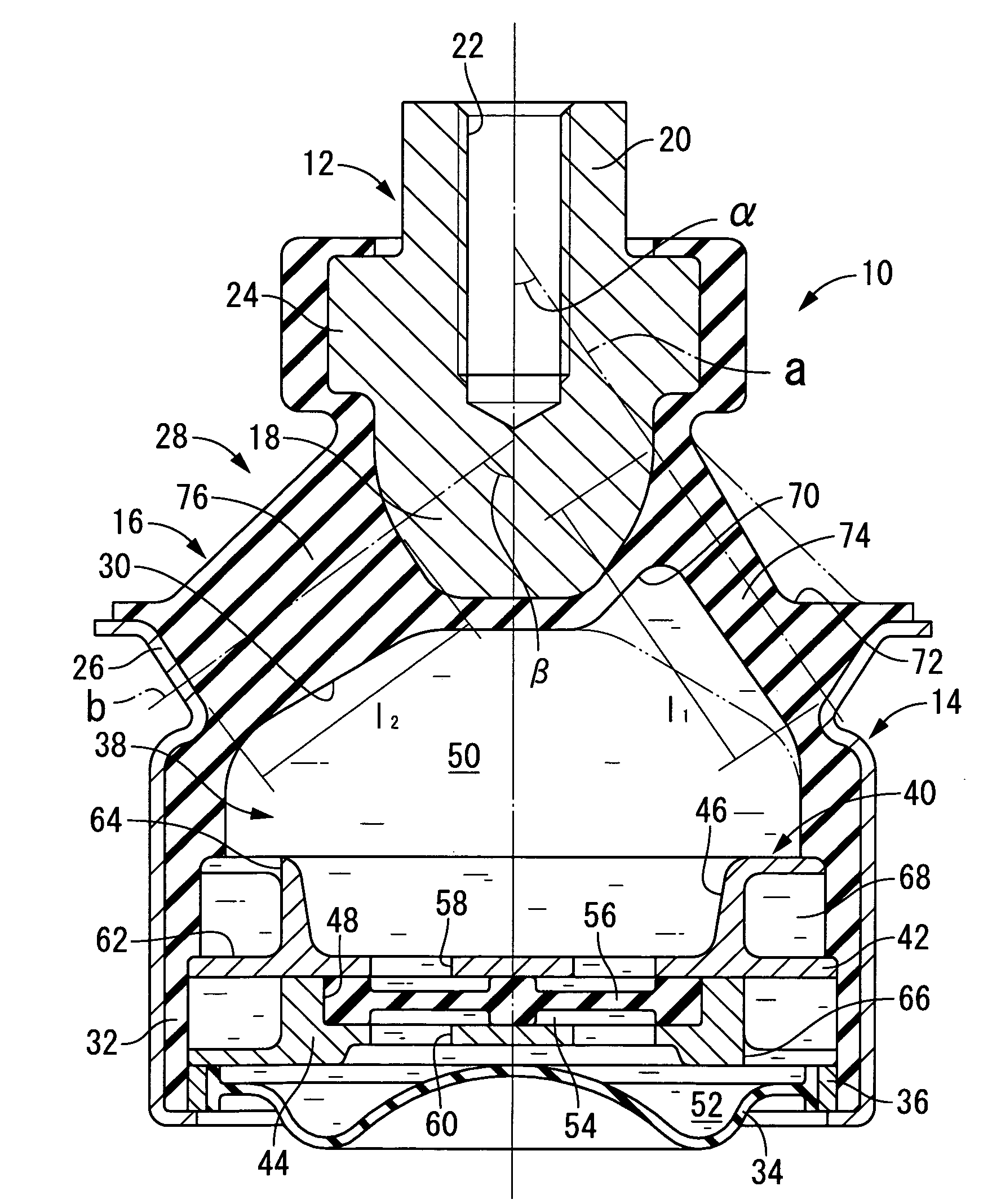 Fluid filled type vibration damping device