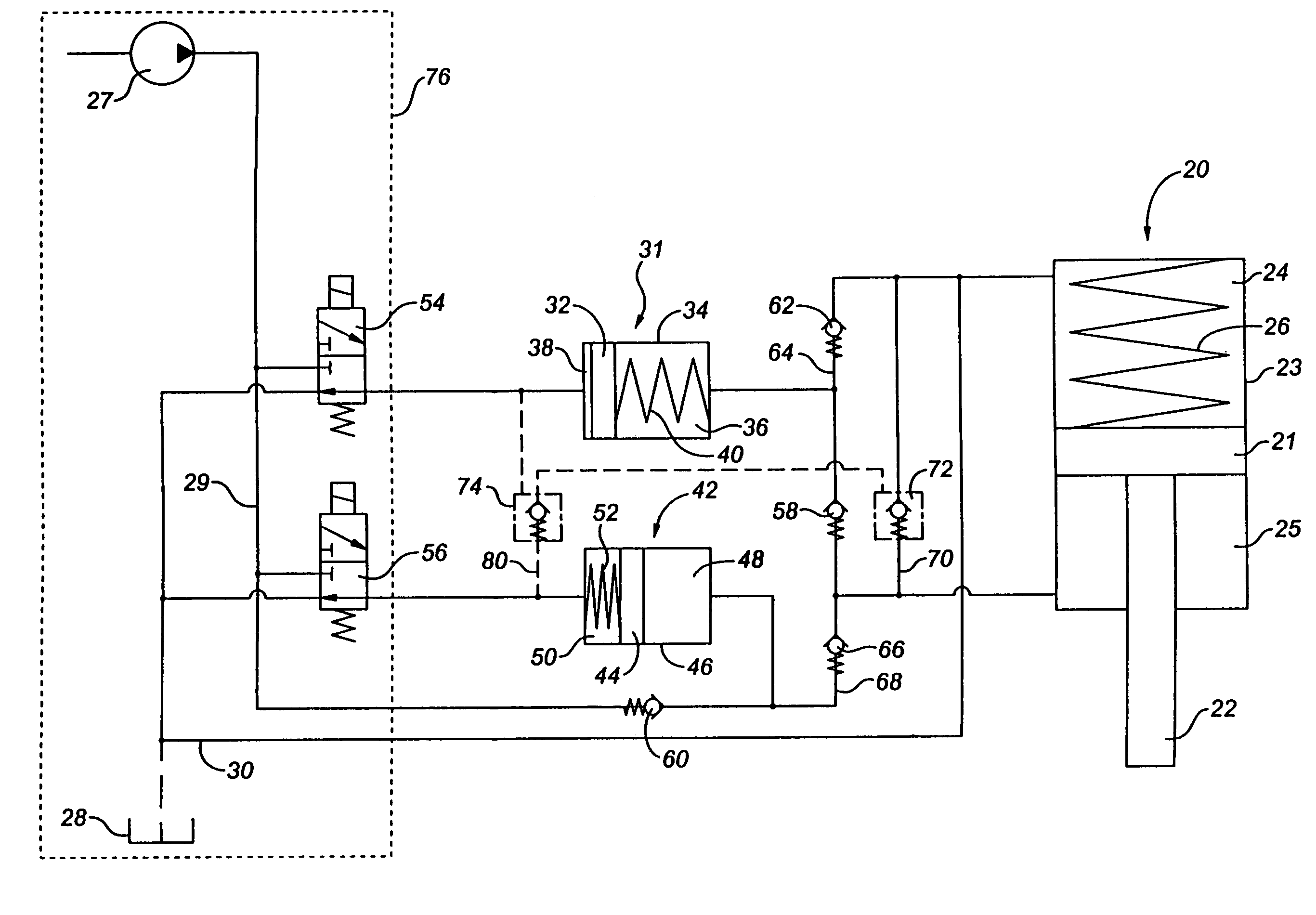 Linear hydraulic stepping actuator with fast close capabilities