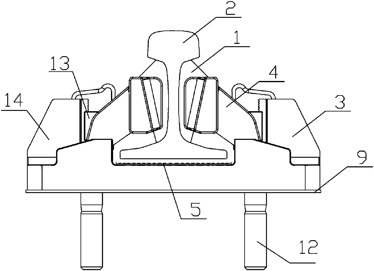 Rail anti-torsion limit rail lower pad plate used for a fastening system