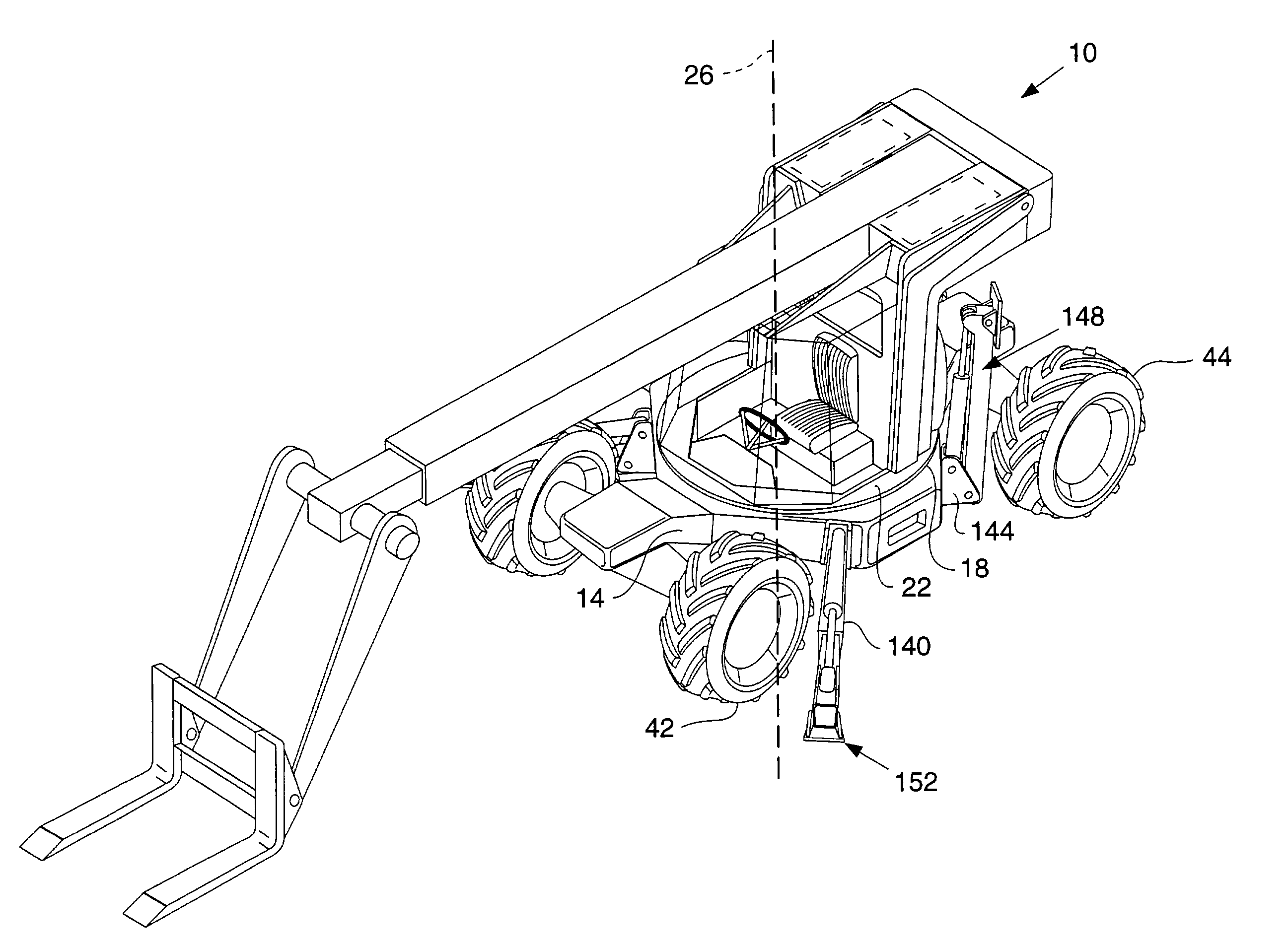 Rotatable and telescopic work machine