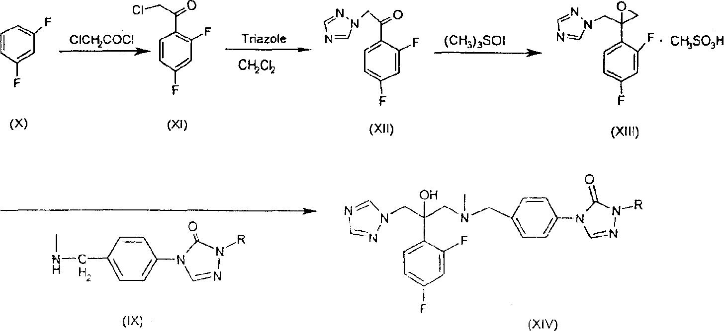 Substituted triazolone benzyl amine triazole antifungal compounds and method for preparing same