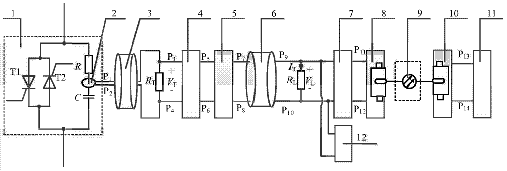 Test device for acquiring on-off state of thyristor impulse power switch assembly