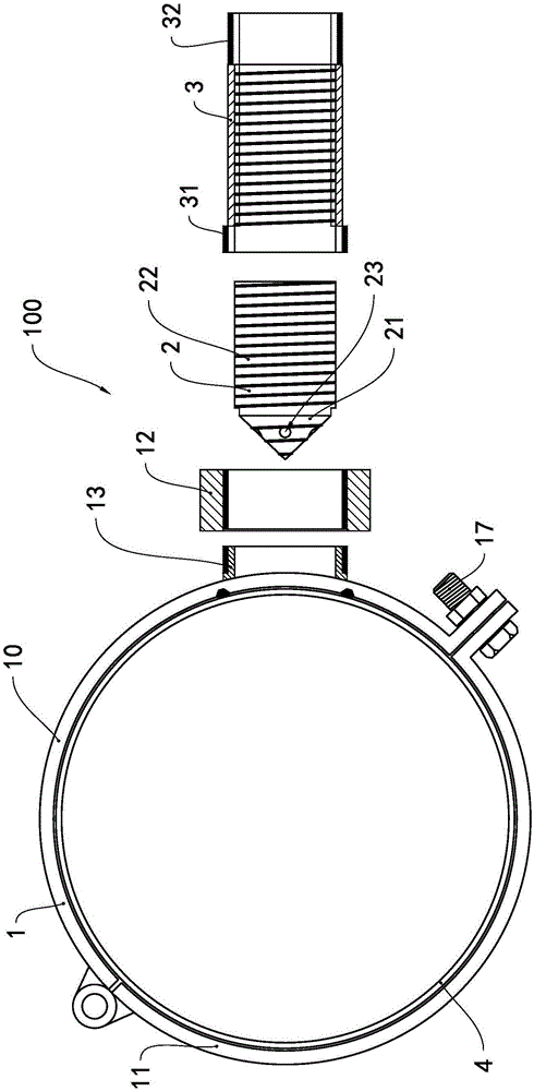 Pipeline hole opening device and pipeline hole opening method