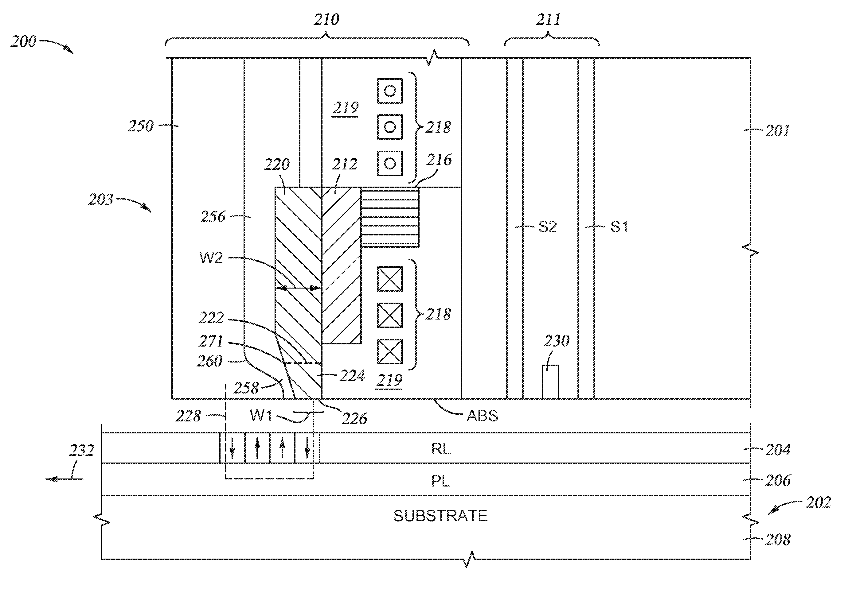 Narrow read-gap head with recessed afm