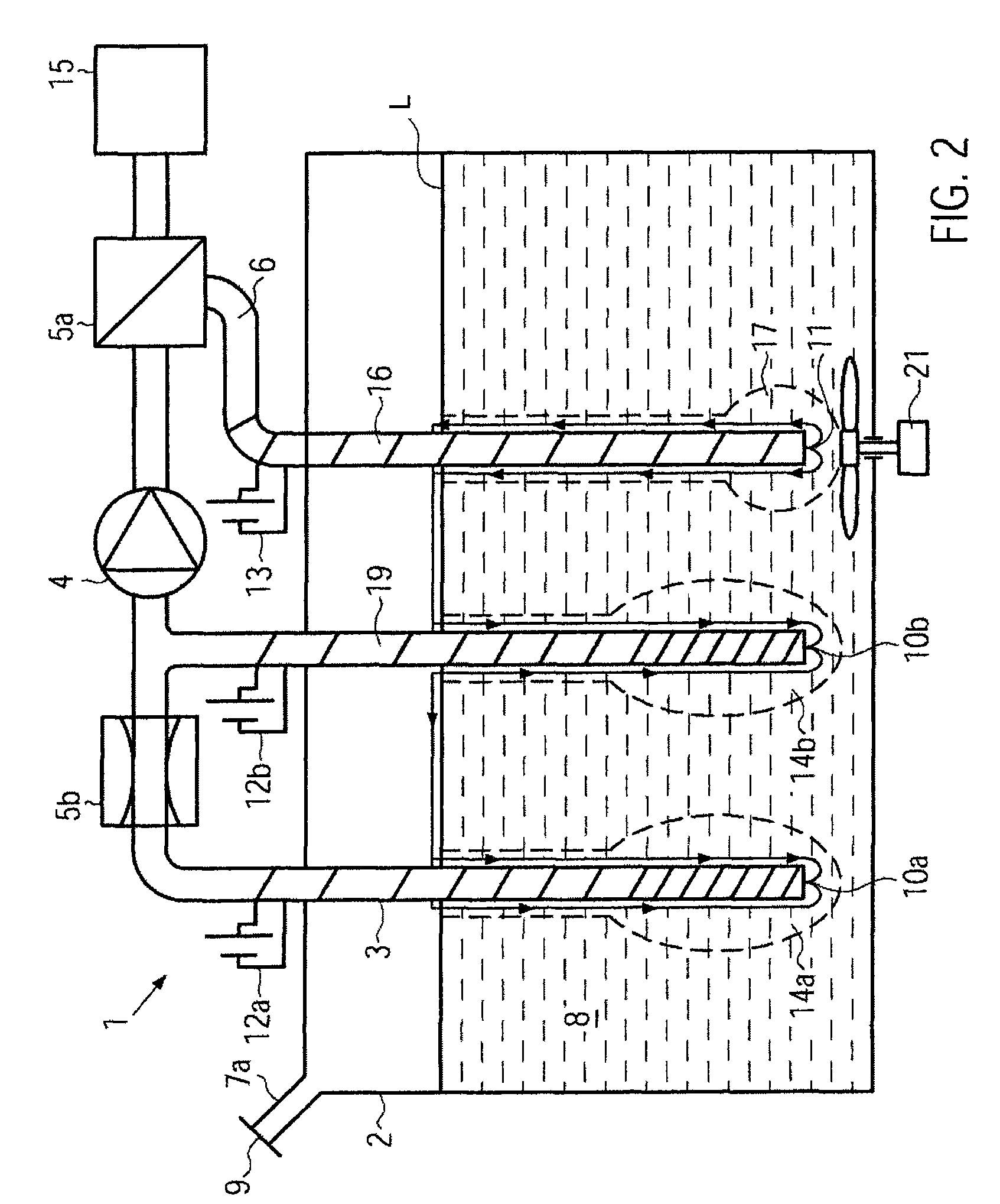 Tank withdrawal system with electric and fluidic heating device