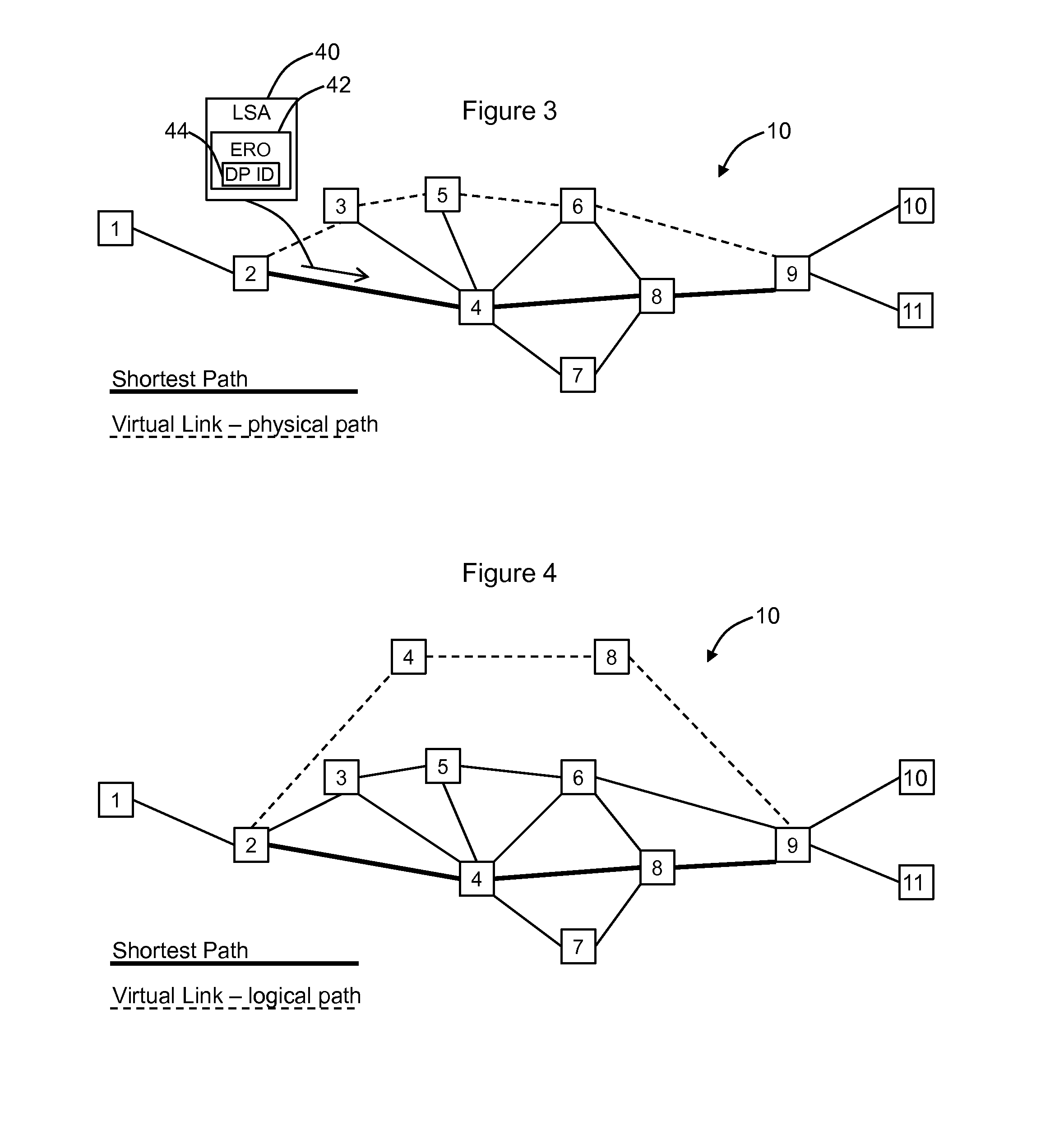 Virtual links in a routed ethernet mesh network