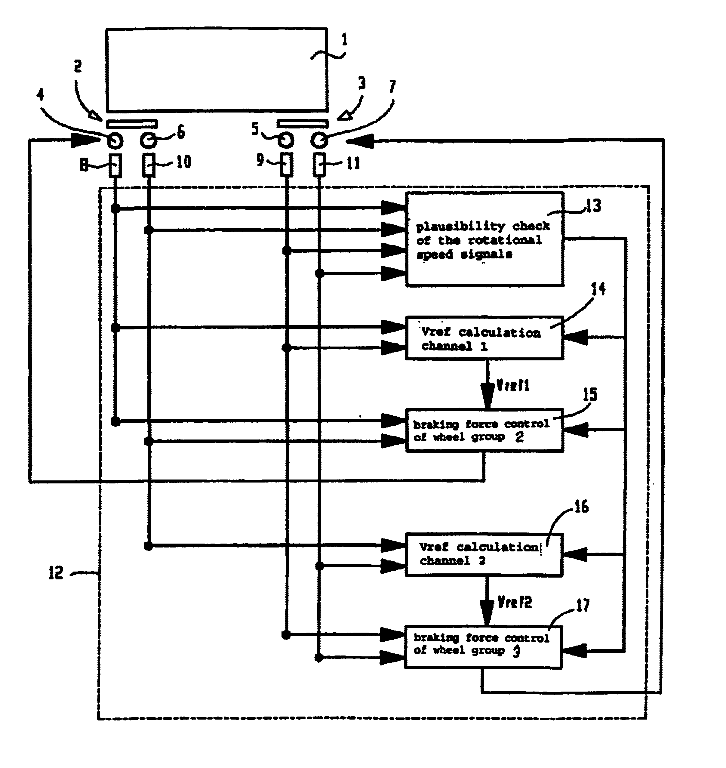 Braking system for vehicle provided with ABS or an anti-skid protection system