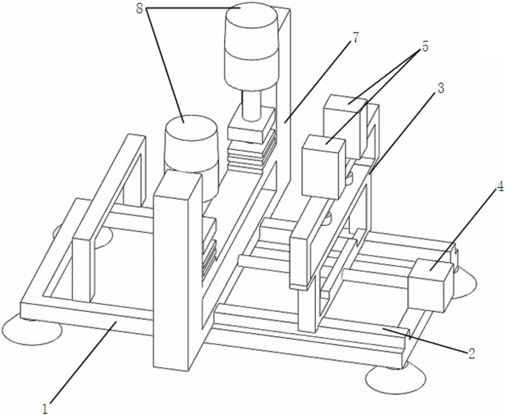 Automatic feeding type aluminum plate corner cutting device