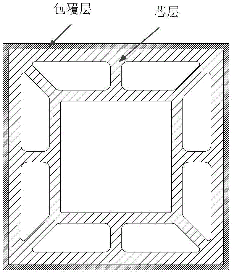 High strength wood-plastic coated coextruded composite material and preparation method thereof