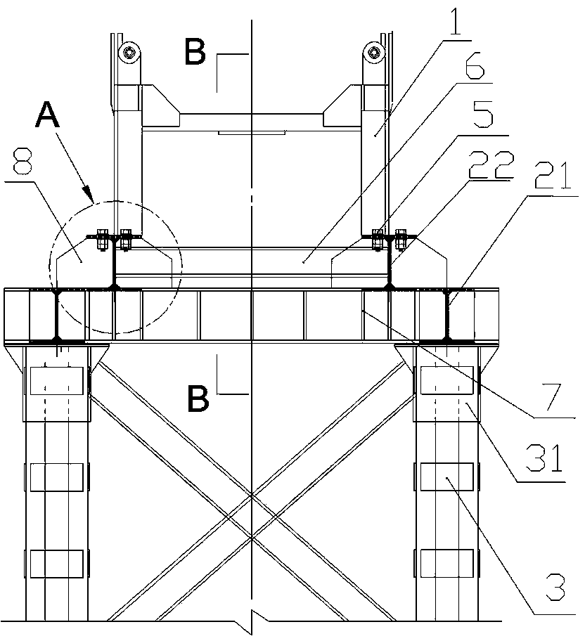 Adjustable tower crane steel platform foundation