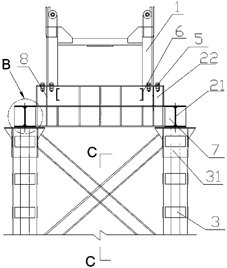 Adjustable tower crane steel platform foundation