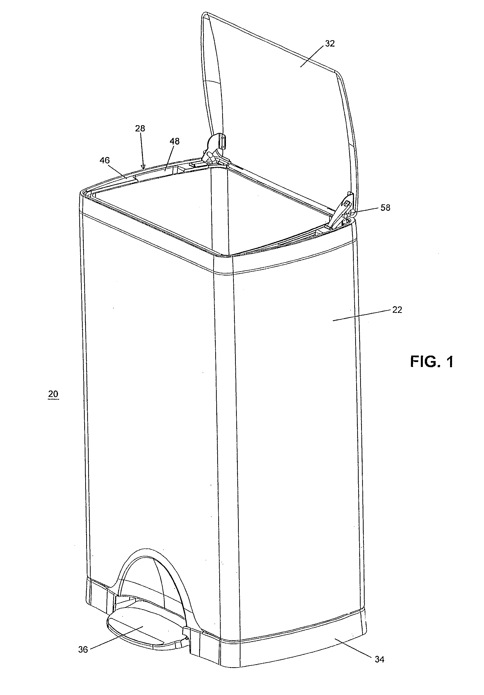 Trash can assembly with locking lid