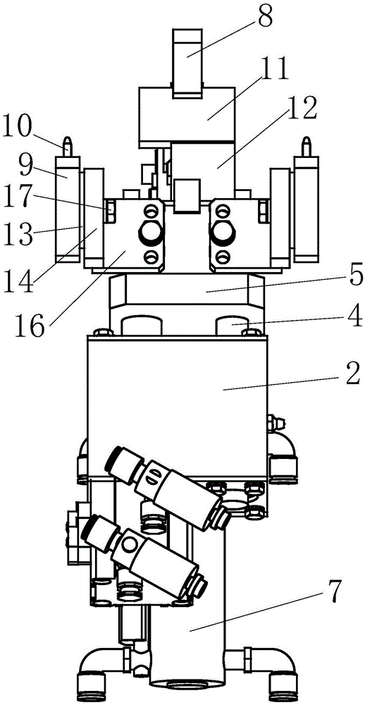 A welding jig for the lower mounting bracket assembly in the middle of the ip body