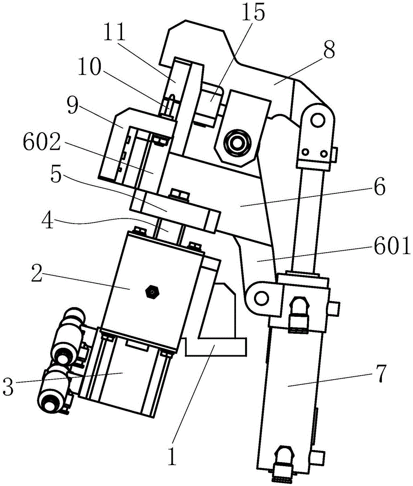 A welding jig for the lower mounting bracket assembly in the middle of the ip body