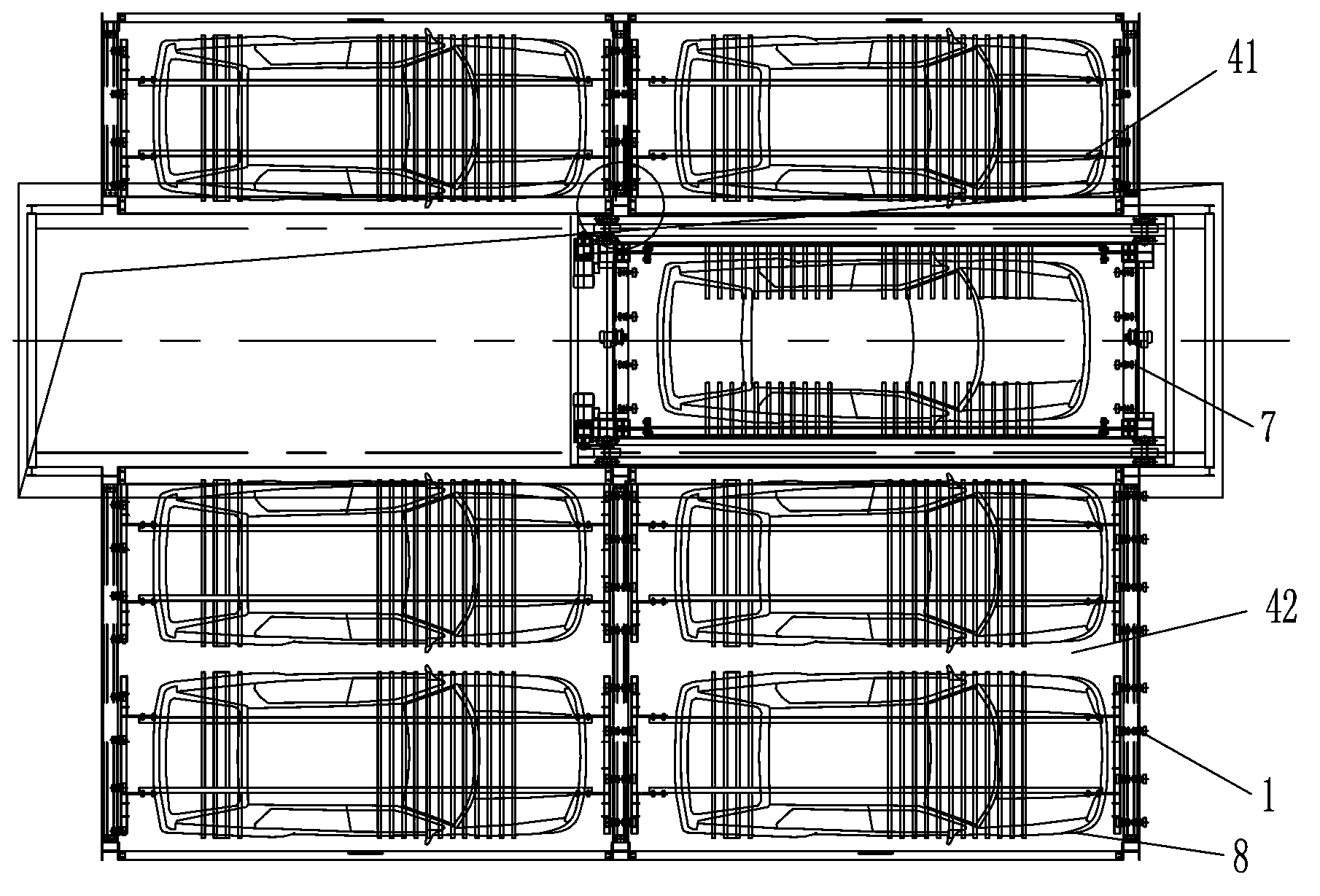 Stereo garage and vehicle storing and taking method thereof