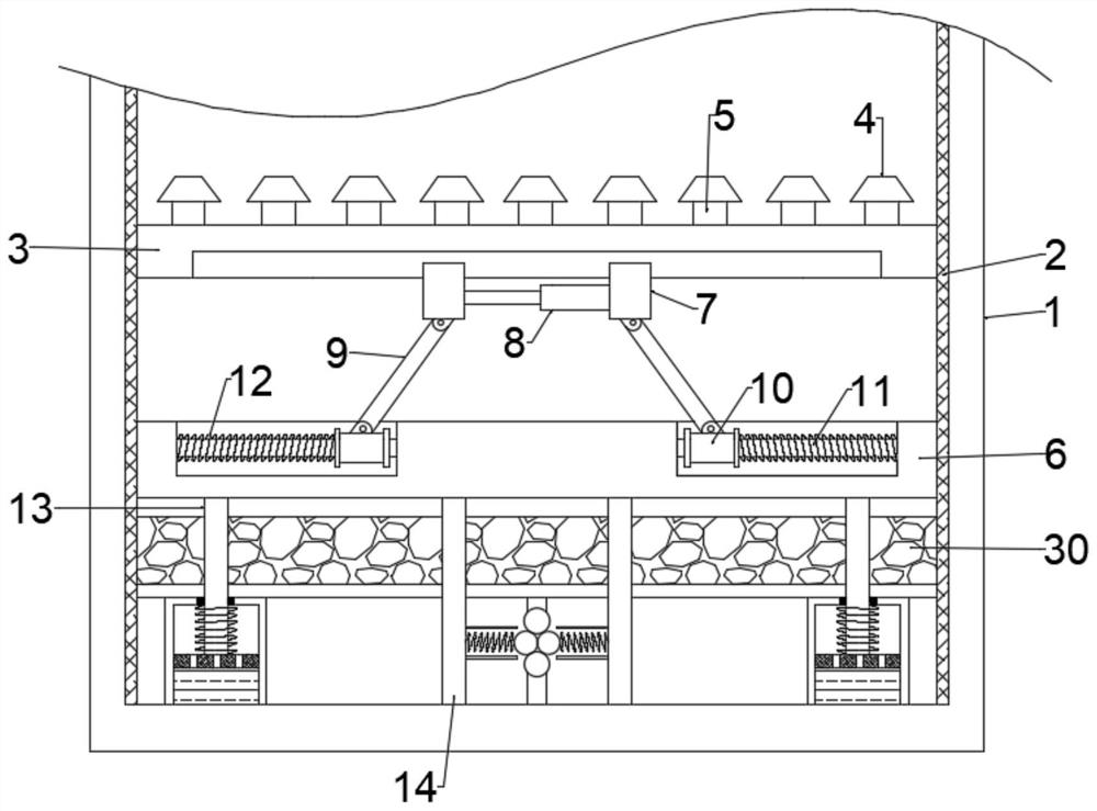 Height-adjustable elevator damping device