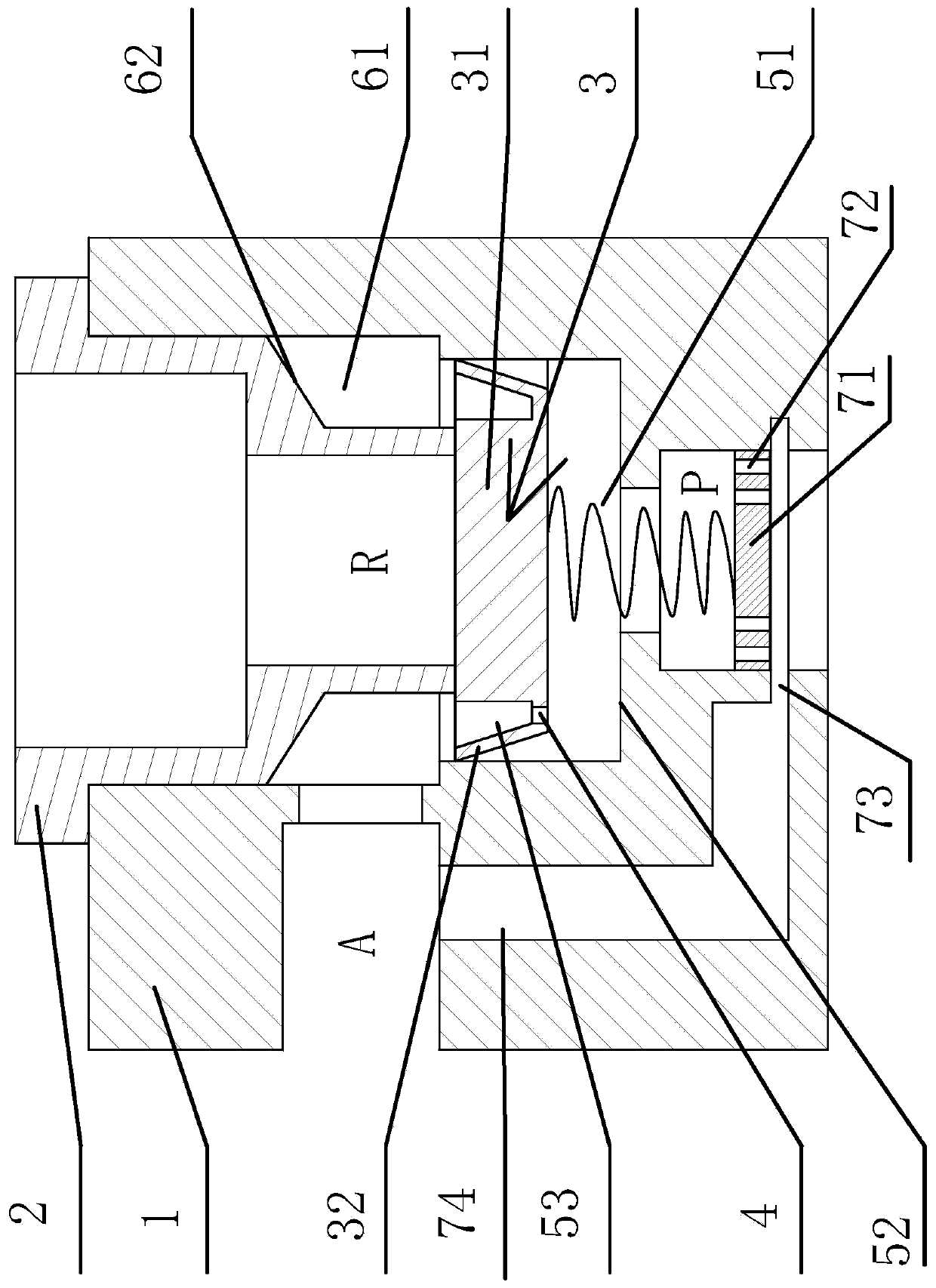 A valve device for increasing the opening and closing speed of the coating transition chamber