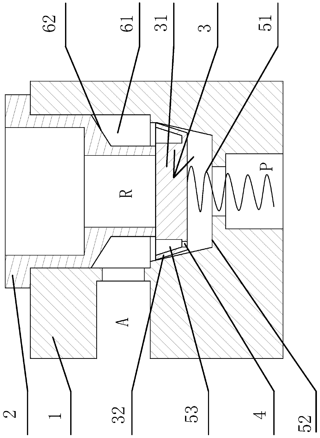 A valve device for increasing the opening and closing speed of the coating transition chamber