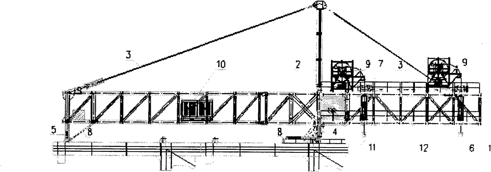 Separable large-section truss girder hydraulic lifting device