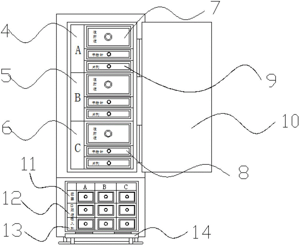 High-risk drug control cabinet with fingerprint recognition function