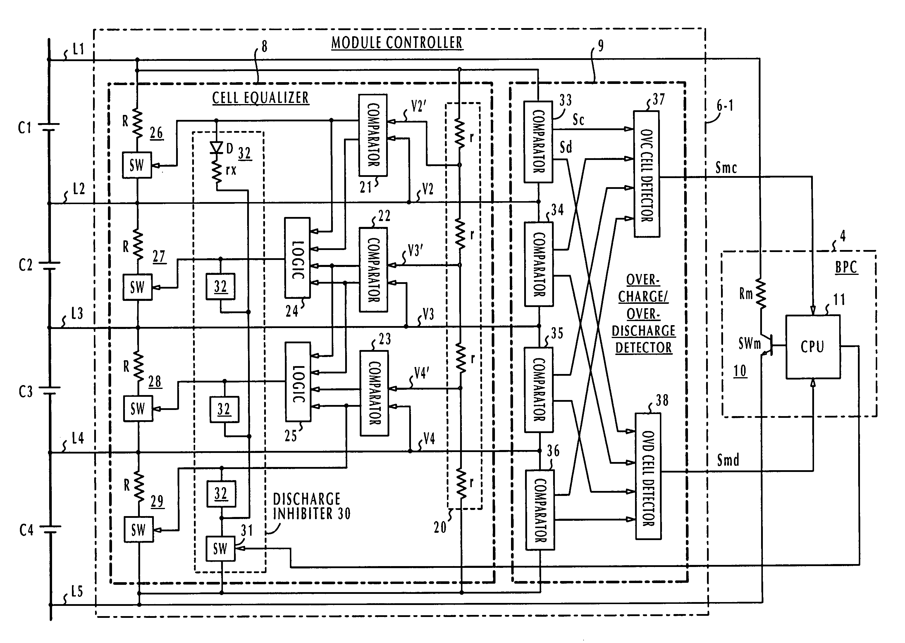 Battery pack manager and method of detecting a line cut