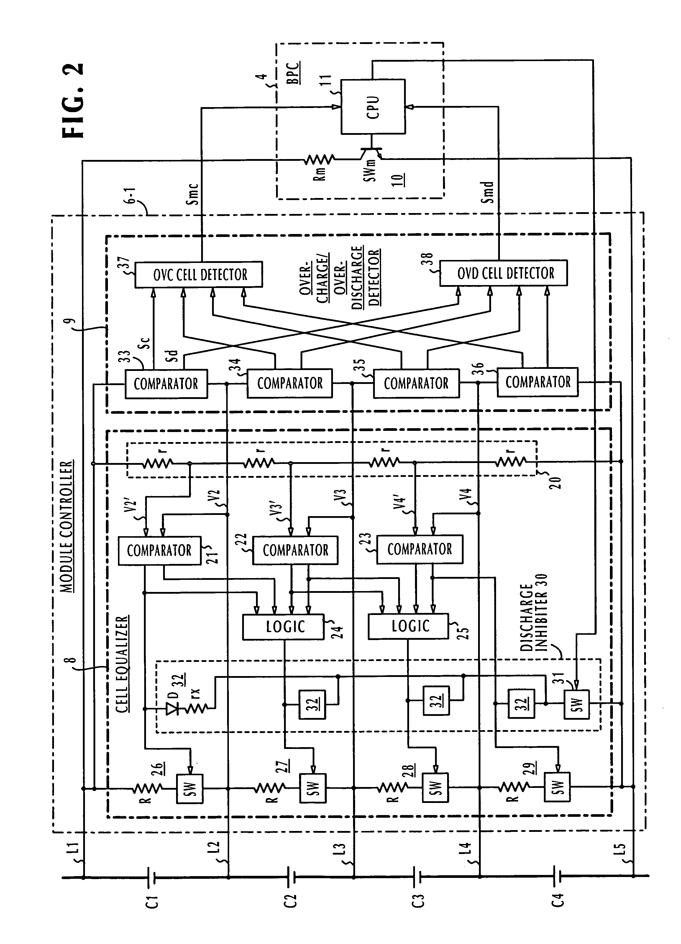 Battery pack manager and method of detecting a line cut