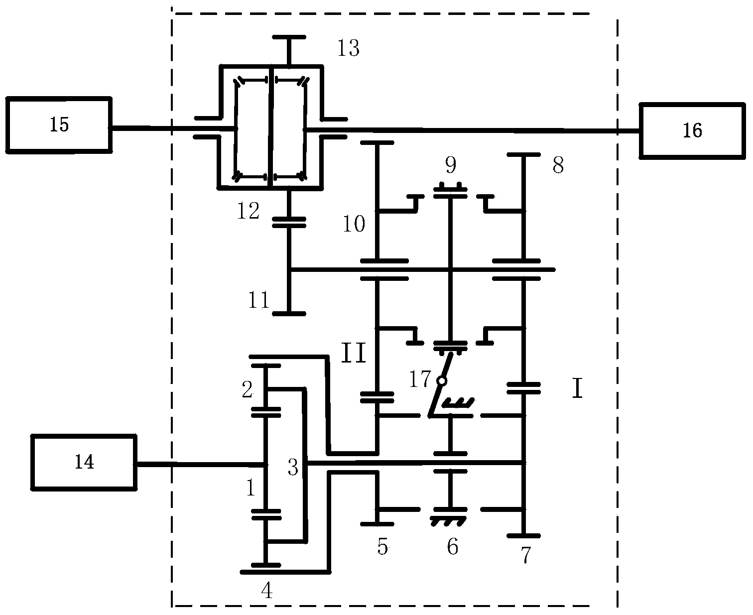 Single row planetary gear train two-gear automatic mechanical transmission for electrocar