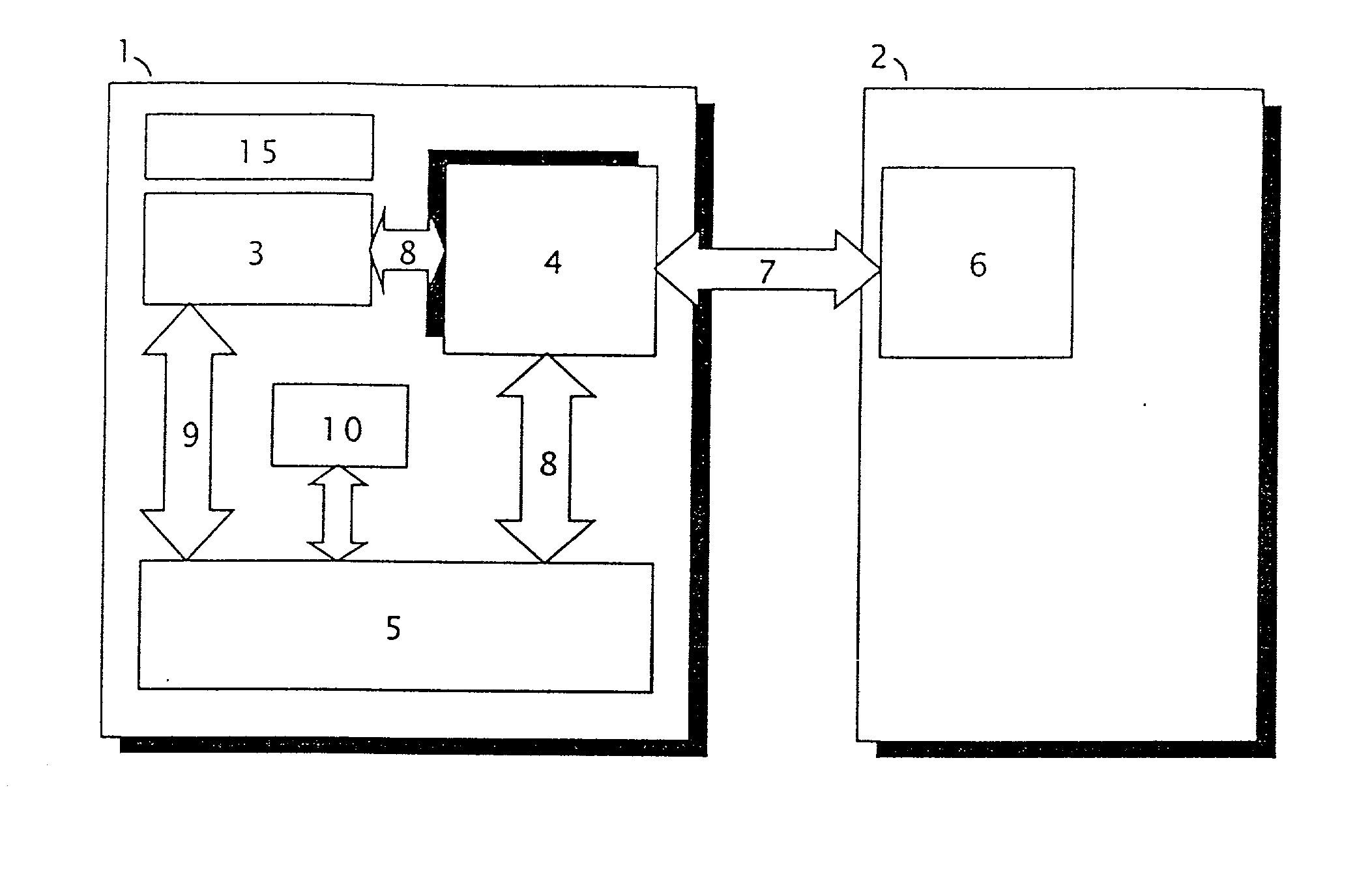 Control unit with PCI and SCSI buses and computing system with electronic semiconductor disc