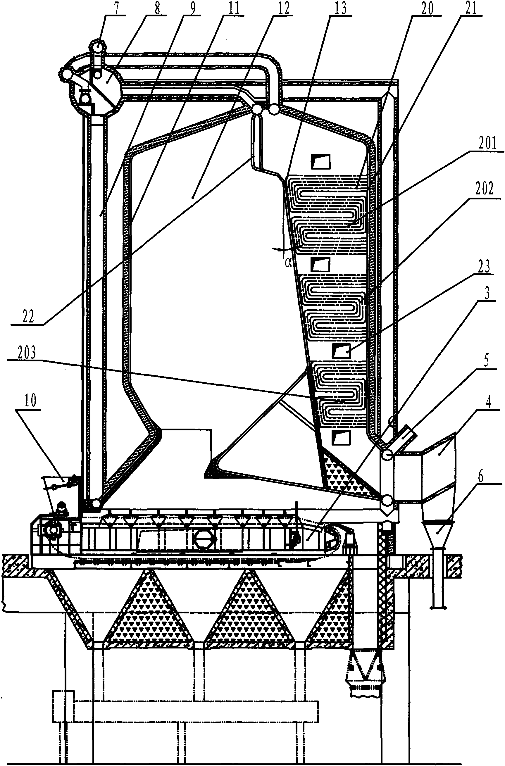 Corner tube boiler adopting uniform scouring convection tube bundle