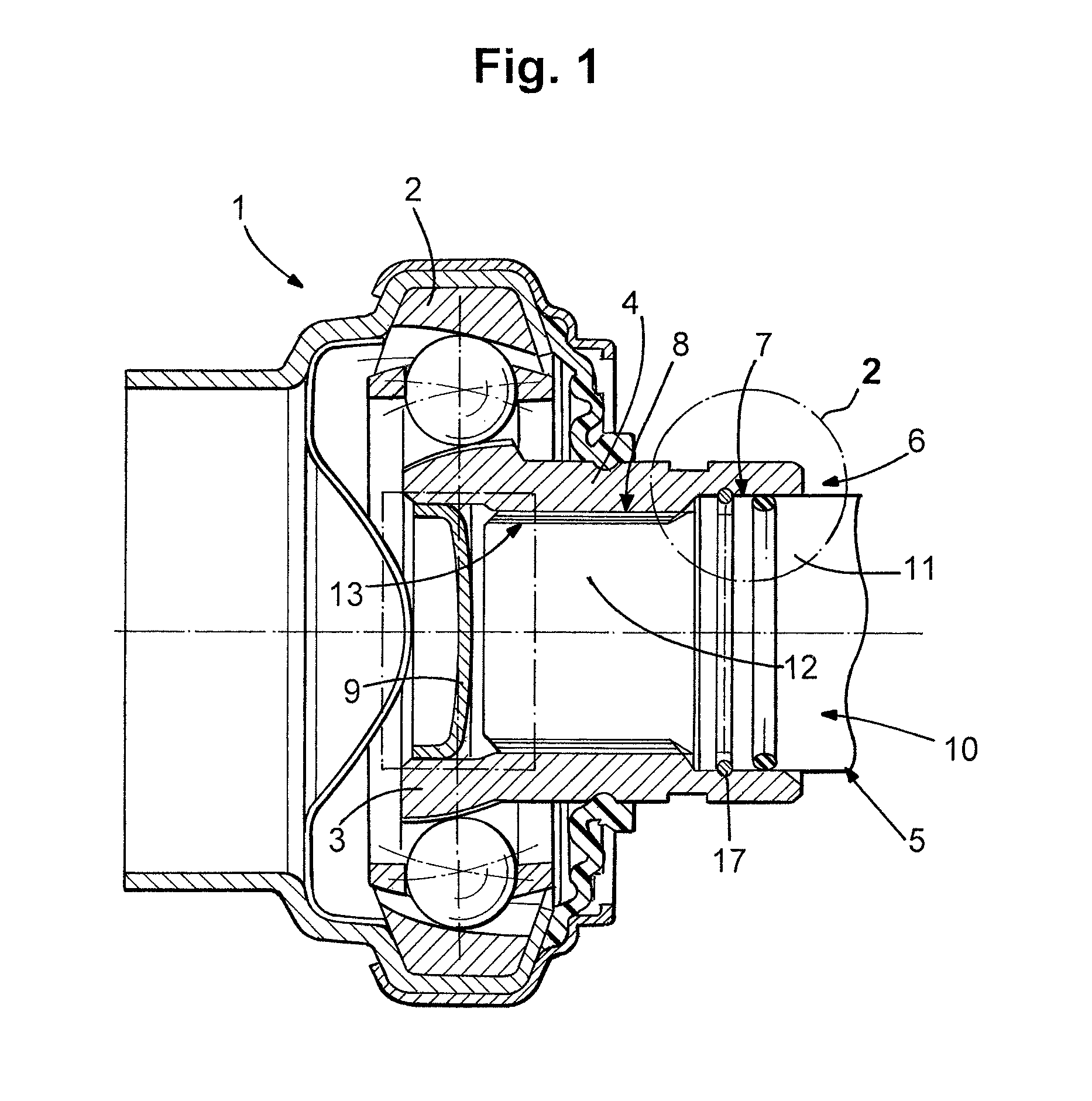 Connecting system and constant velocity joint