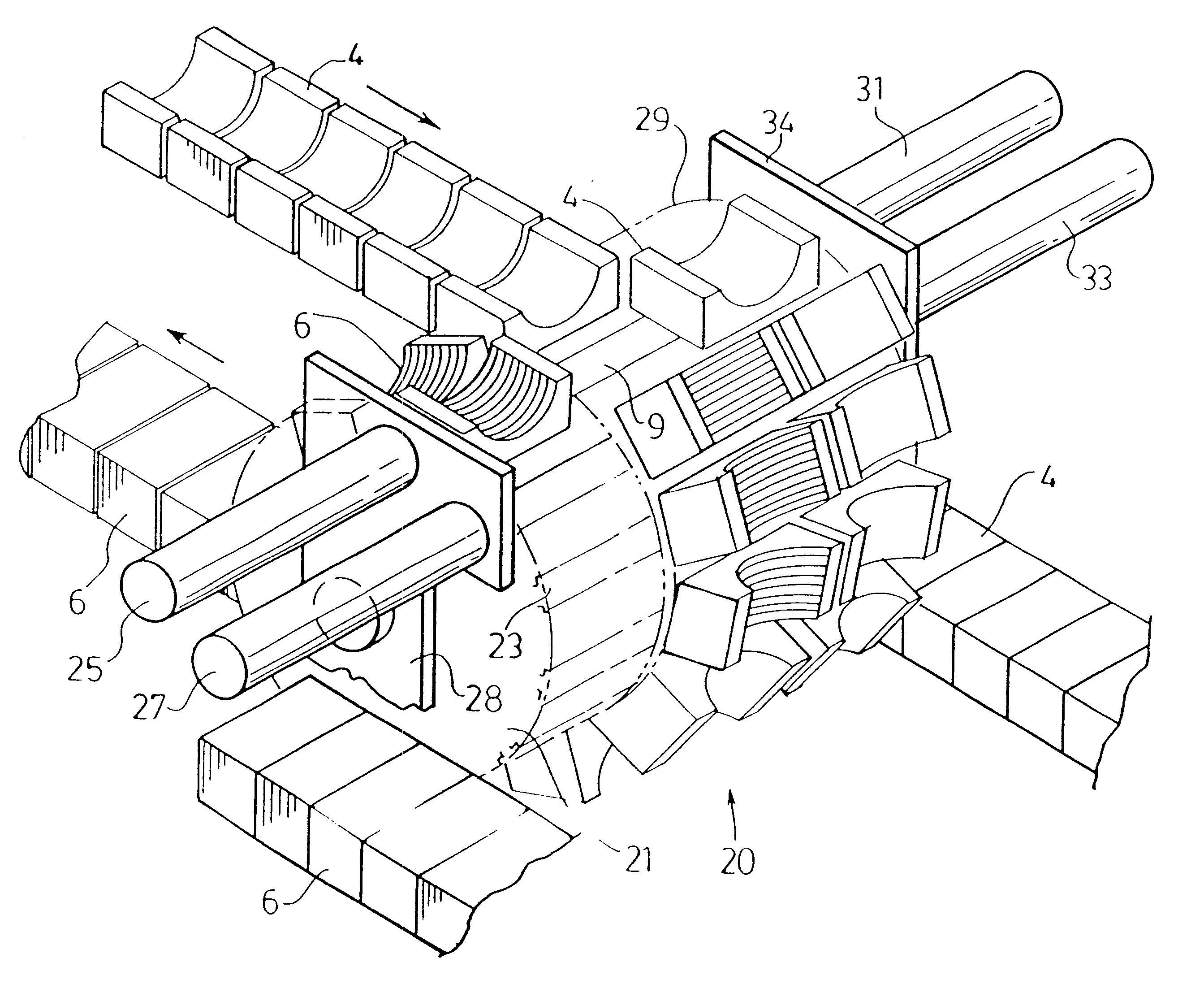 Molding apparatus with mold block section transfer system