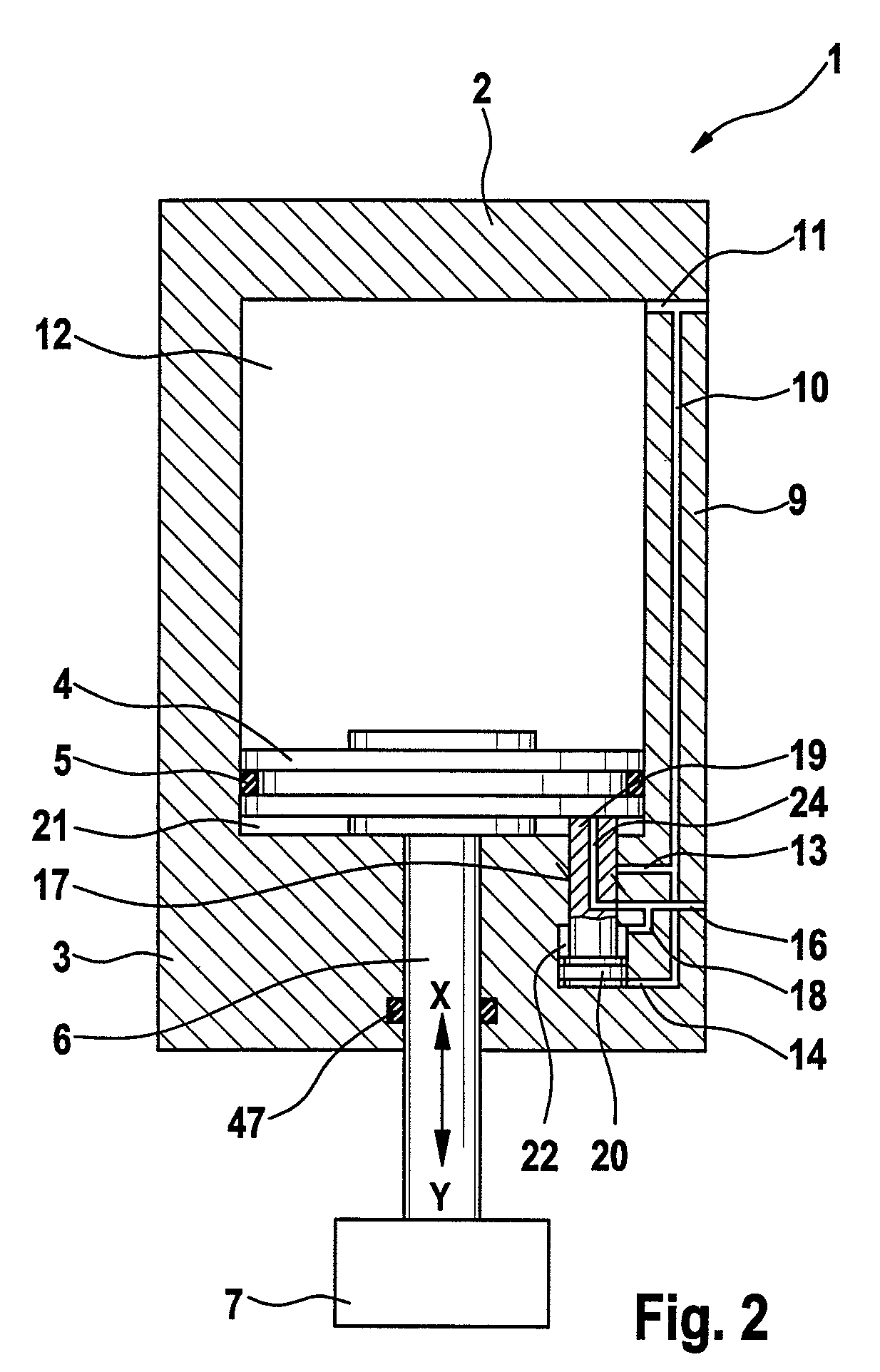 Procedure for the loading of a working cylinder, control module for it, working cylinder and utilization of the same