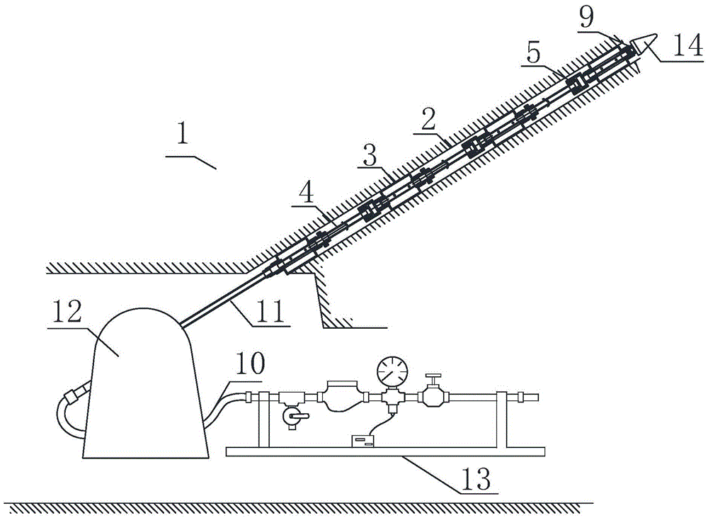 Segmented testing method for surrounding rock mining destruction range