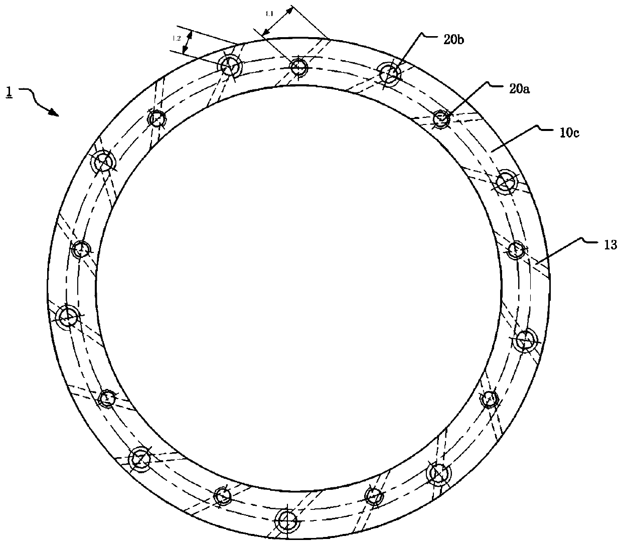 Retaining ring with wave structure on bottom surface and bearing head