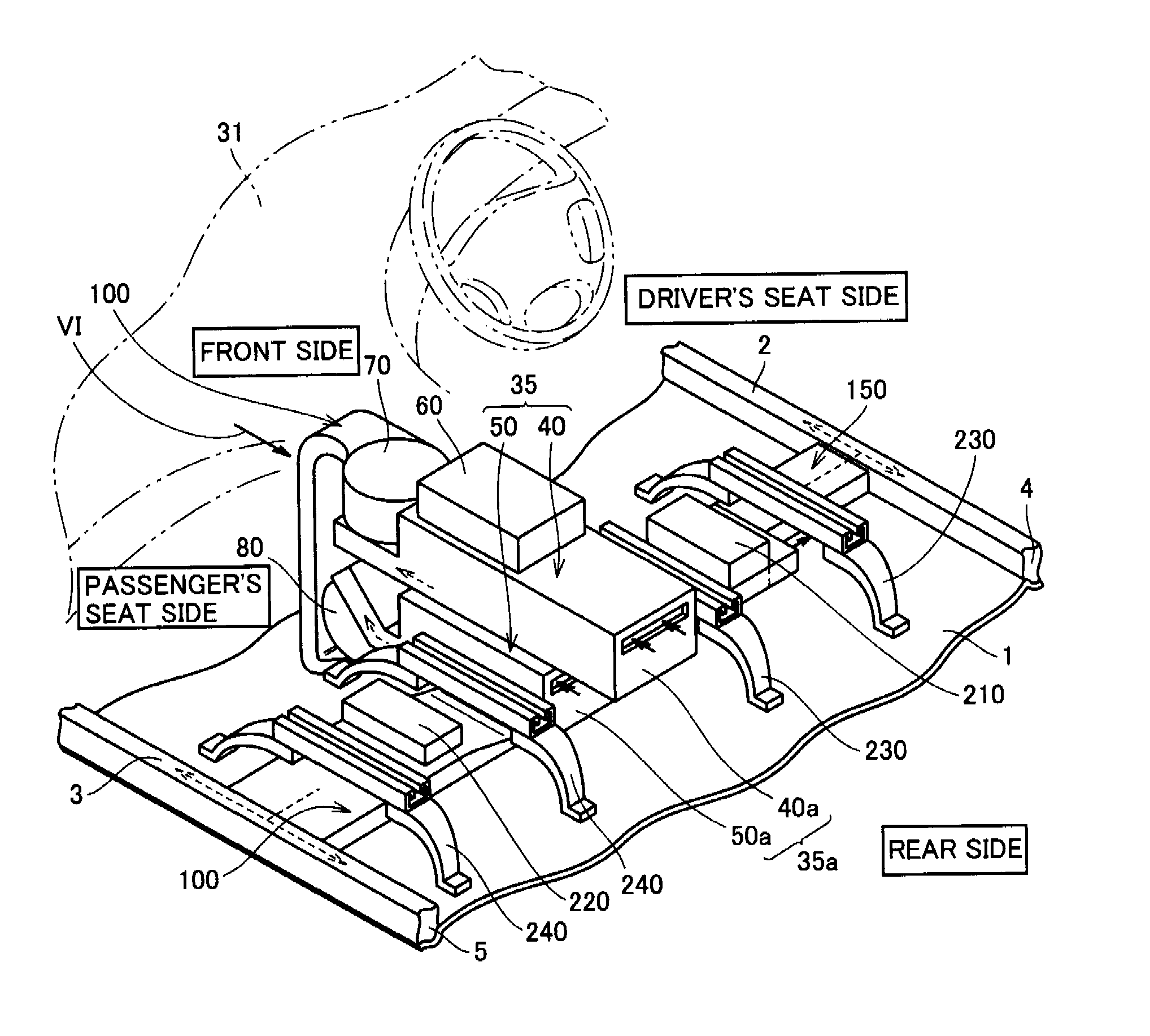 Structure for mounting power supply apparatus on vehicle