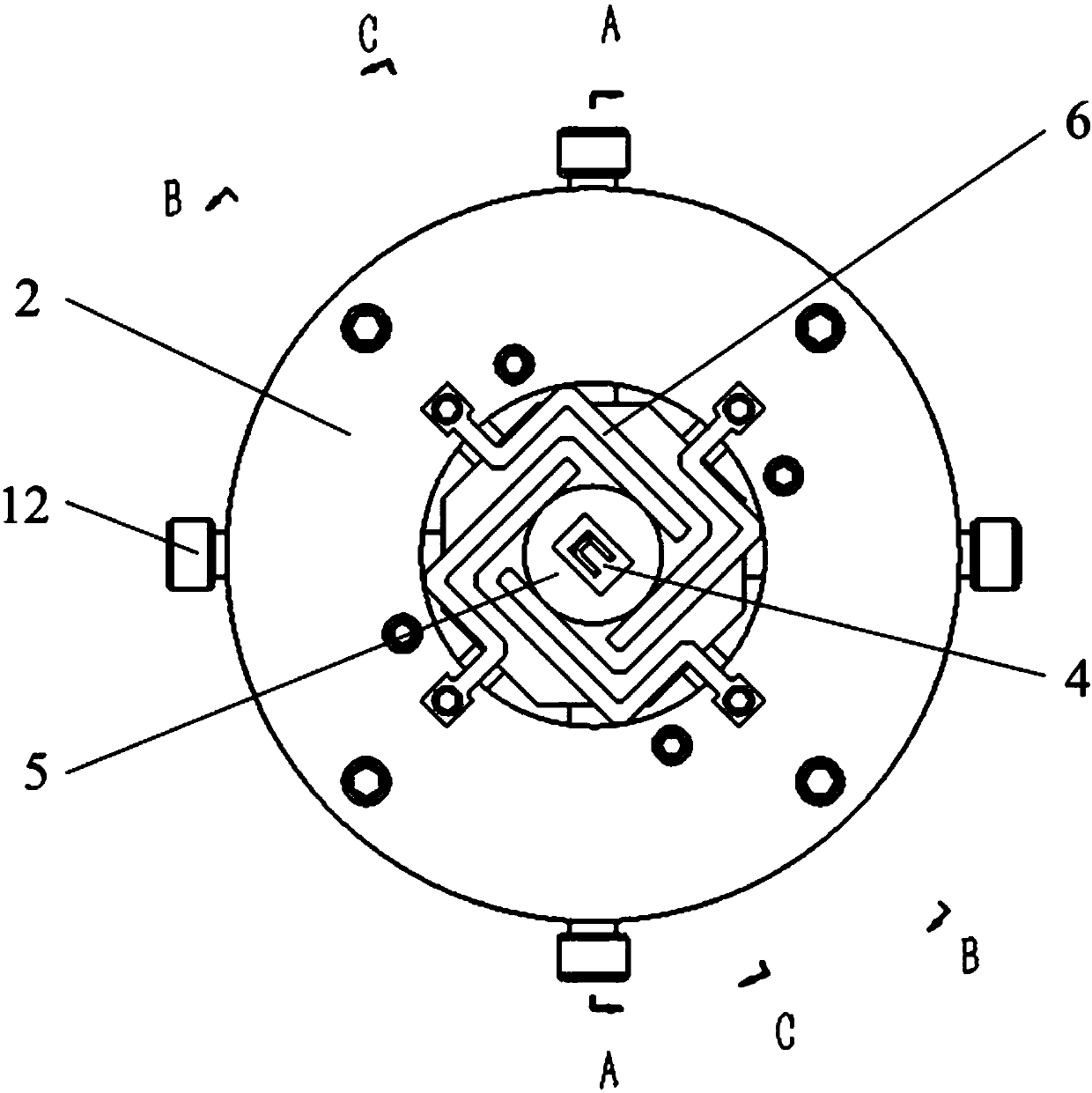 Four-axis excitation device capable of loading impact load on MEMS microstructure