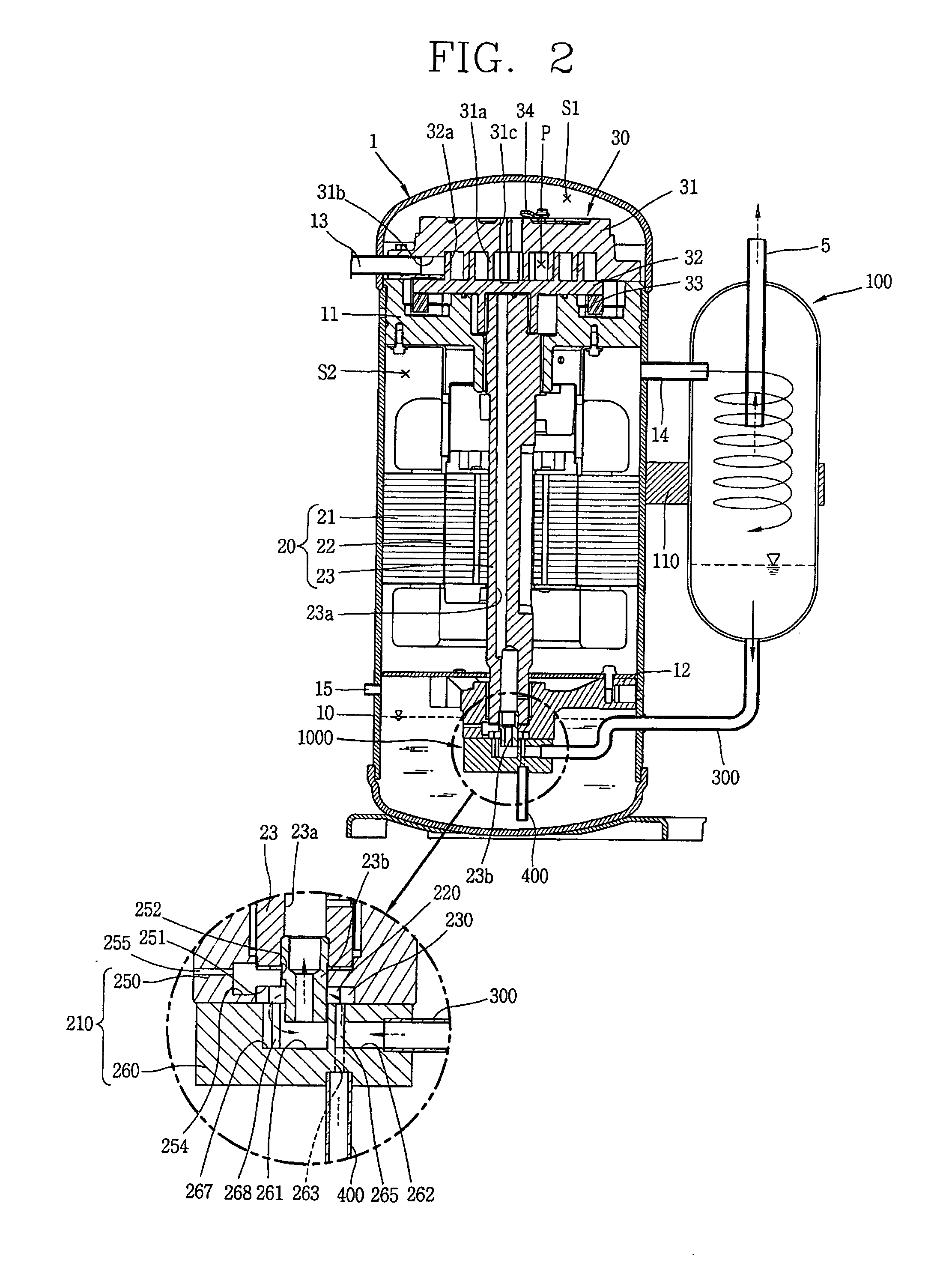 Hermetic compressor and refrigeration cycle device having the same