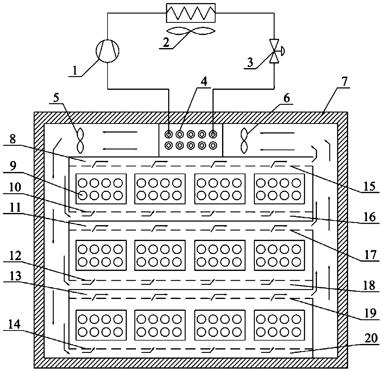 A microporous jet type fruit and vegetable ice temperature storage