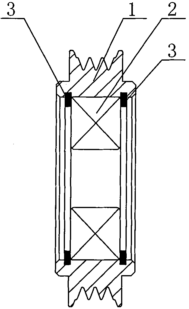 Assembly structure, method and fixture of pulley and bearing