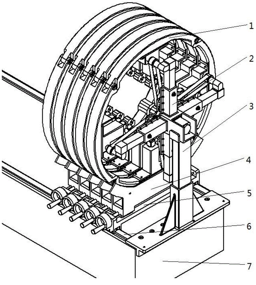 Flexible clamping device for cylindrical cabin butt assembly