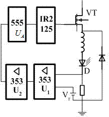 High-power LED constant current driving circuit and parameter algorithm thereof