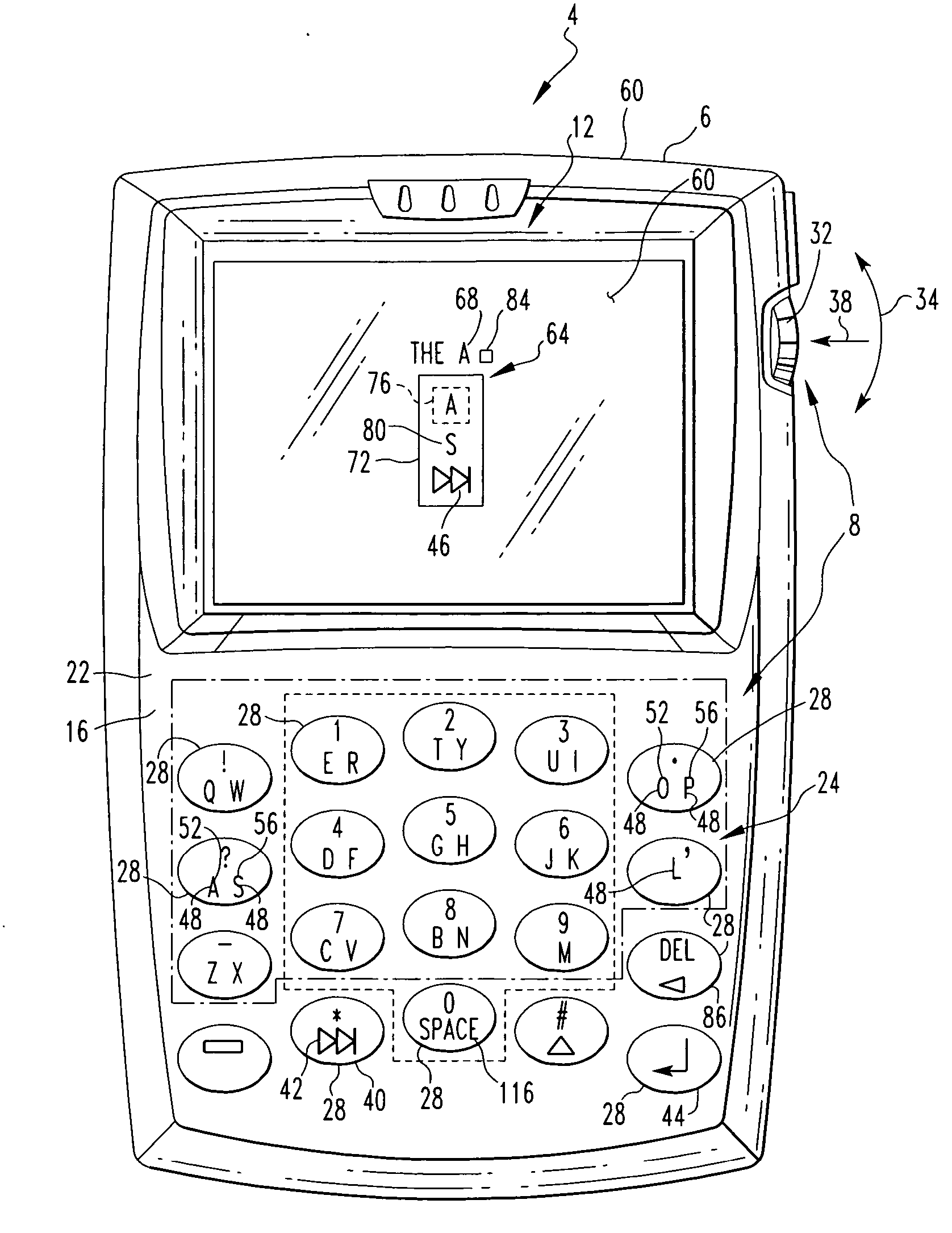 Handheld electronic device with text disambiguation employing advanced editing features