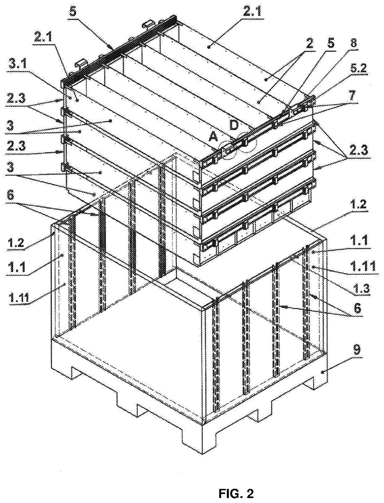 Collapsible multi-tray packaging with flexible insert cells for transport of goods