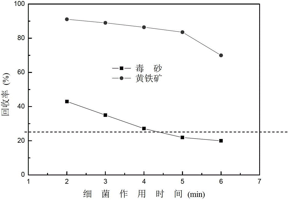 A method for separating pyrite and arsenopyrite by using microbial flotation method