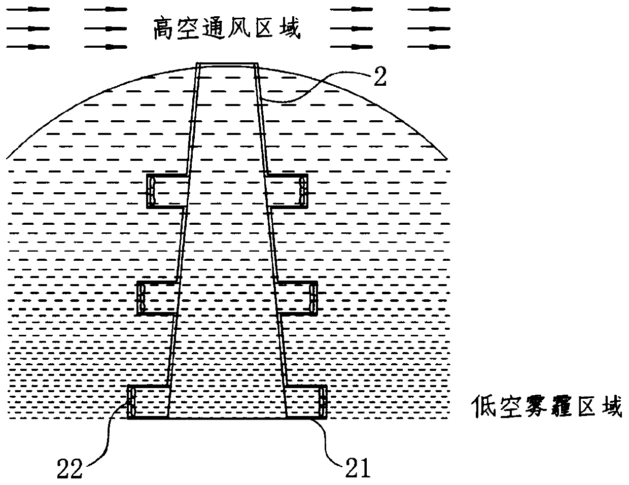 Air conduction device for low-altitude haze removal and haze removal method using same