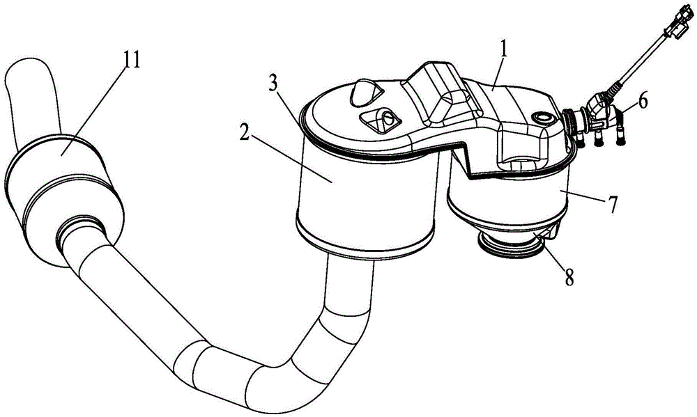 Tightly-coupled selective catalytic reduction (SCR) aftertreatment packaging structure of light diesel vehicle