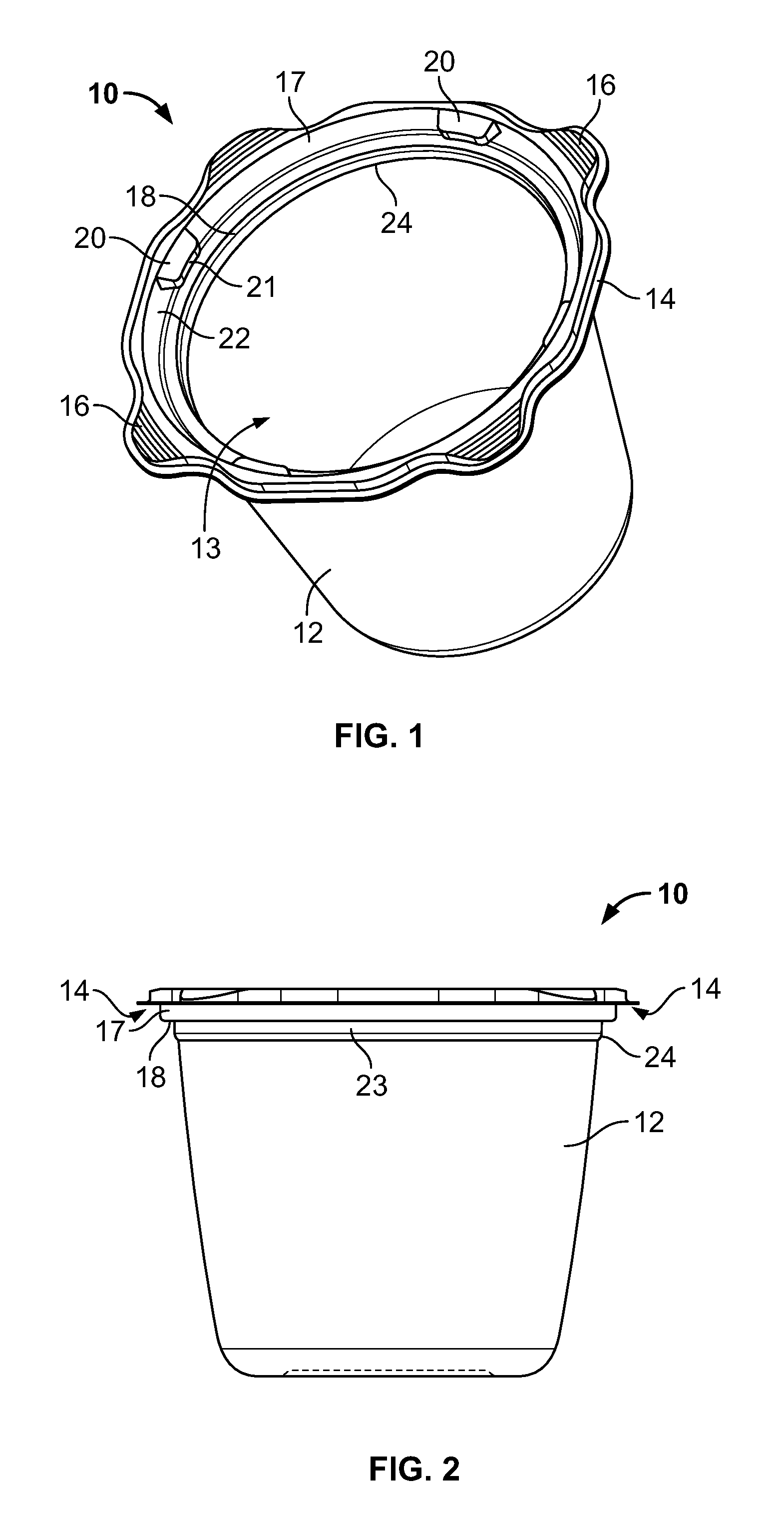 Snap lock container with lid rotation tab